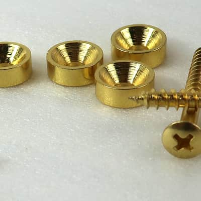 Gold Tone Neck Screw Bolt and Washer / Ferrule Kit Machined Steel / 4 Bolt Necks image 4