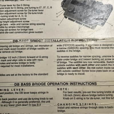 NOS Hohner Steinberger DB System Bass Bridge - For Basses with Headstock - D-Tuner - 80s - Mint/Sealed image 6