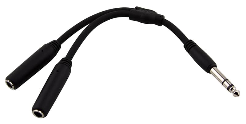 Pig Hog PY-S214S 1/4" TRS (Male) to Dual 1/4" TRS (Female) Y-Cable, 6" image 1