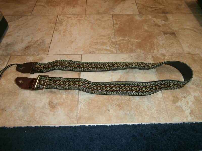 Vintage 1960's Ace-Style Guitar Strap! Green, Yellow, White! image 1