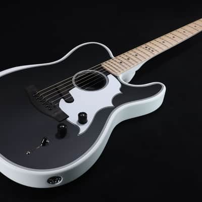 Fender Jack White Triplesonic Acoustasonic Telecaster with Case Maple Fingerboard White Pickguard Satin Arctic White with Black Top 237 image 3