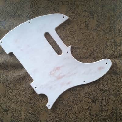 Custom Tooled Leather Fender Telecaster Pickguard Distressed White Road Worn image 4
