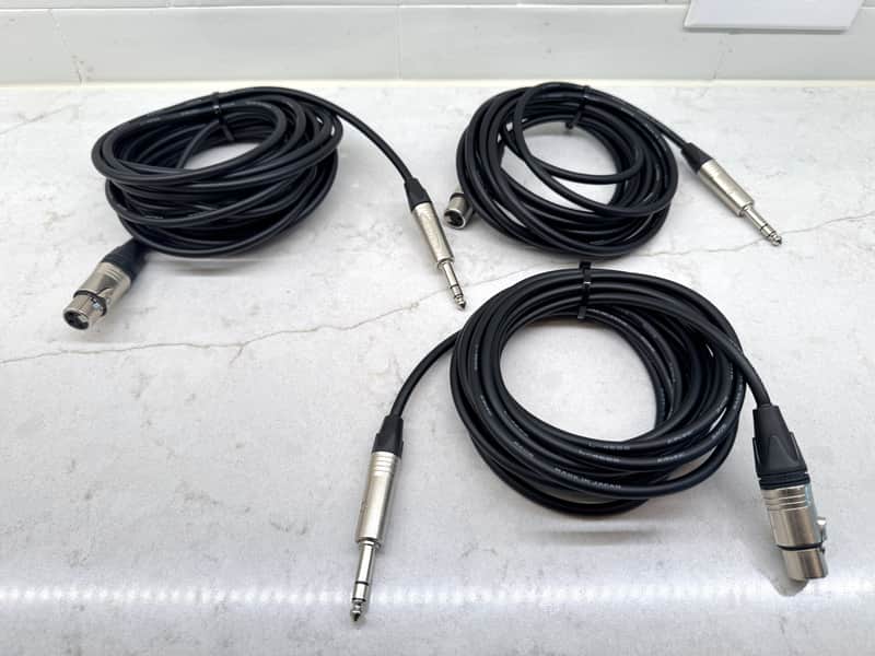 Canare Female XLR to 1/4" TRS Cable Bundle (2x 15ft, 1x 25ft) – Excellent Condition image 1
