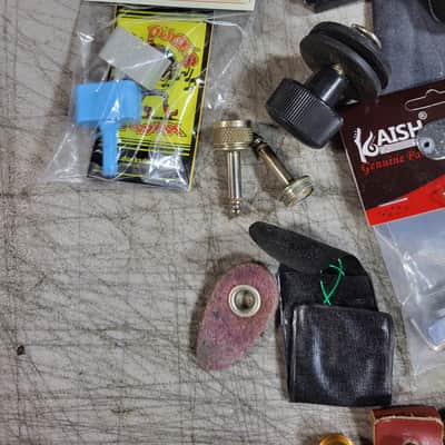 Vintage Pile of  Switch Surrounds Strap Parts String Winders Harness Misc Guitar Junk Parts Luthier image 2