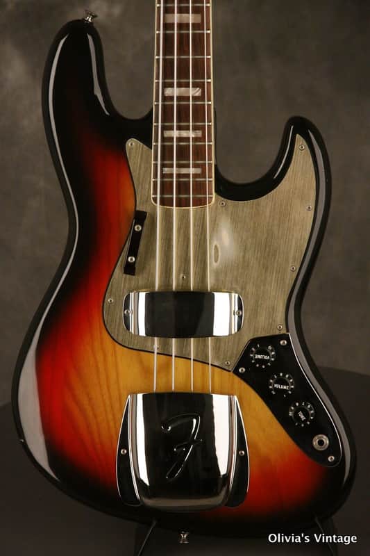 original 1977 Fender JAZZ BASS Sunburst w/GOLD pickguard | Reverb