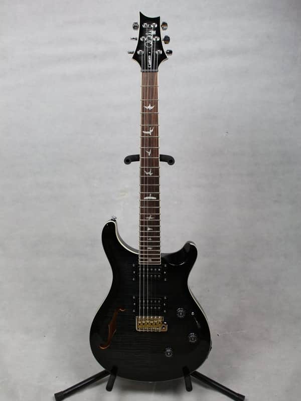 PRS SE Custom 24 Semi-Hollow Piezo Electric Guitar, Charcoal Burst w/ Gig Bag image 1