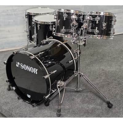 Used Sonor Prolite 5pc Drum Set Piano Black Lacquer - Very Good image 6