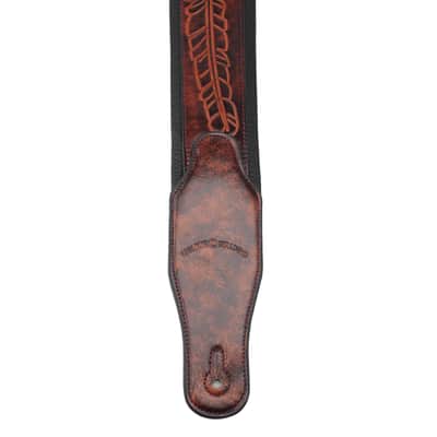 Walker and Williams GB-133 Bourbon Brown Padded Strap with Native American Feather Design image 6