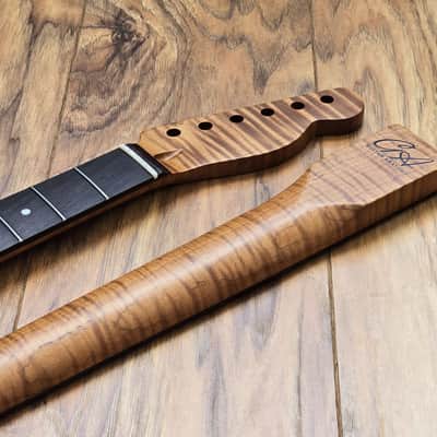 Telecaster Compatible Roasted Flame Maple and Rosewood Guitar Neck Satin image 7