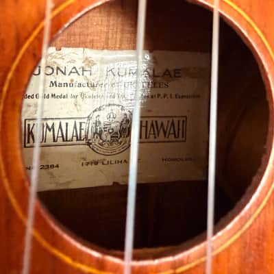 vintage 1919-22 Kumalae Style 1 Hawaiian Koa Soprano Ukulele, Gold Award Era c. 1919-1922 image 4
