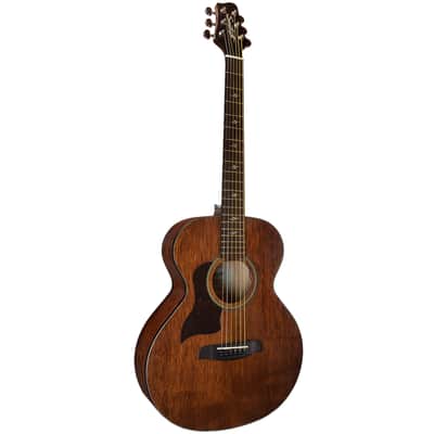 Sawtooth Mahogany Series Left-Handed Solid Mahogany Top Acoustic-Electric Mini Jumbo Guitar with Hard Case and Pick Sampler image 4