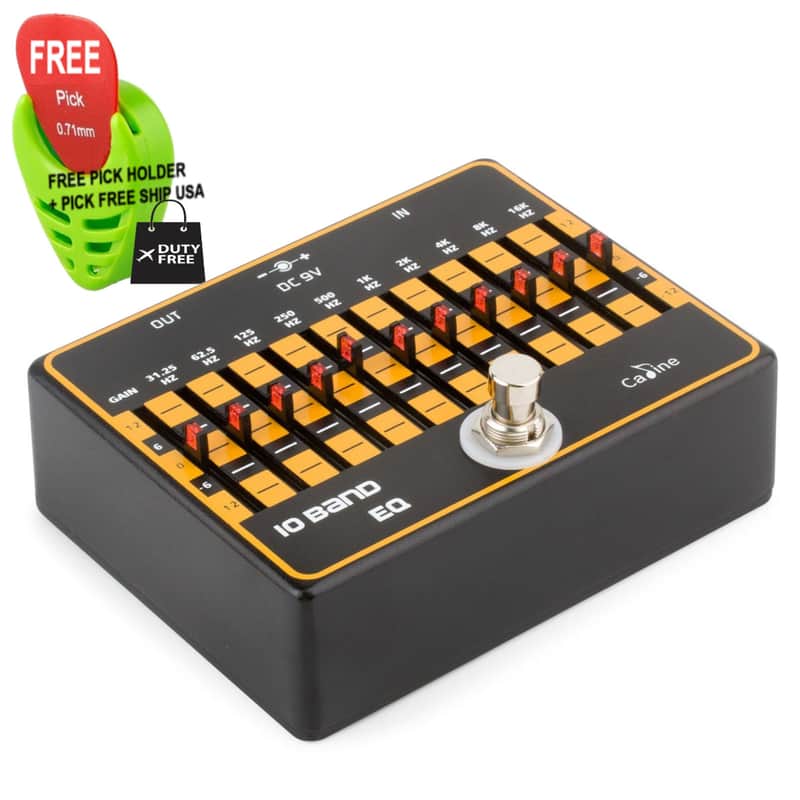 Caline CP-24 10 Band EQ Guitar or Bass Effect Pedal True Bypass, FREE PICK + HOLDER+ FREE SHIP USA image 1