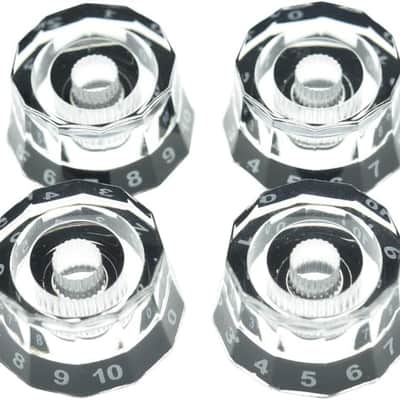 4pcs Clear Lampshade Guitar Knobs | USA 24 Fine Spline Speed Control Knobs for PRS, LP, SG, Les Paul Guitars & Basses | Push-On Split Shaft Pot Replacement image 1