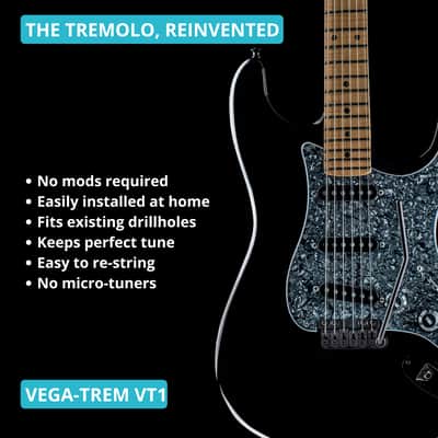 Vega-Trem VT1 Ultra-Trem 2-Points Stratocaster Guitar Tremolo Bridge For Strat No Mods Easy Installation (Black, Right) image 4