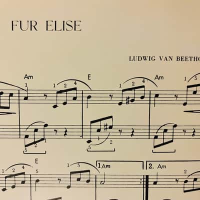 Ludwig Van Beethoven  Fur Elise Sheet Music Piano Song Vintage Notation Used Play 1964 image 3