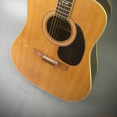 1970s Vintage Aria No. 796 MIJ Natural Acoustic Dreadnought Guitar Rare Matsumoku Pearl Block Inlays image 4