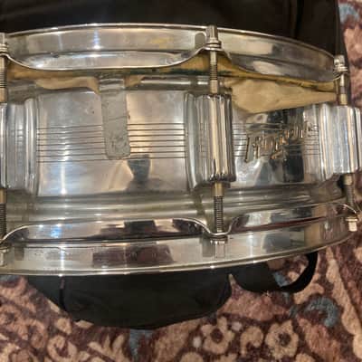 Rogers "7-Line" Dyna-Sonic 5x14" Brass Snare Drum with "Beavertail" Lugs 1963 - 1967 - Chrome image 6