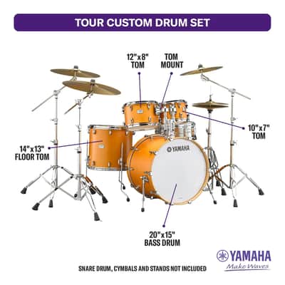 Yamaha Tour Custom Maple 4pc Drum Set 20/10/12/14 Caramel Satin image 5