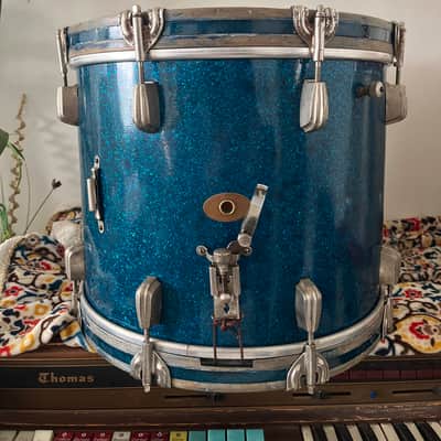 Slingerland Radio King 15x12” Blue Sparkle Parade / Marching Snare Drum image 1