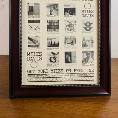 |Original| 1960 Down Beat Prestige Records Promotional Ad Featuring 14 Miles Davis Albums |Framed| image 1