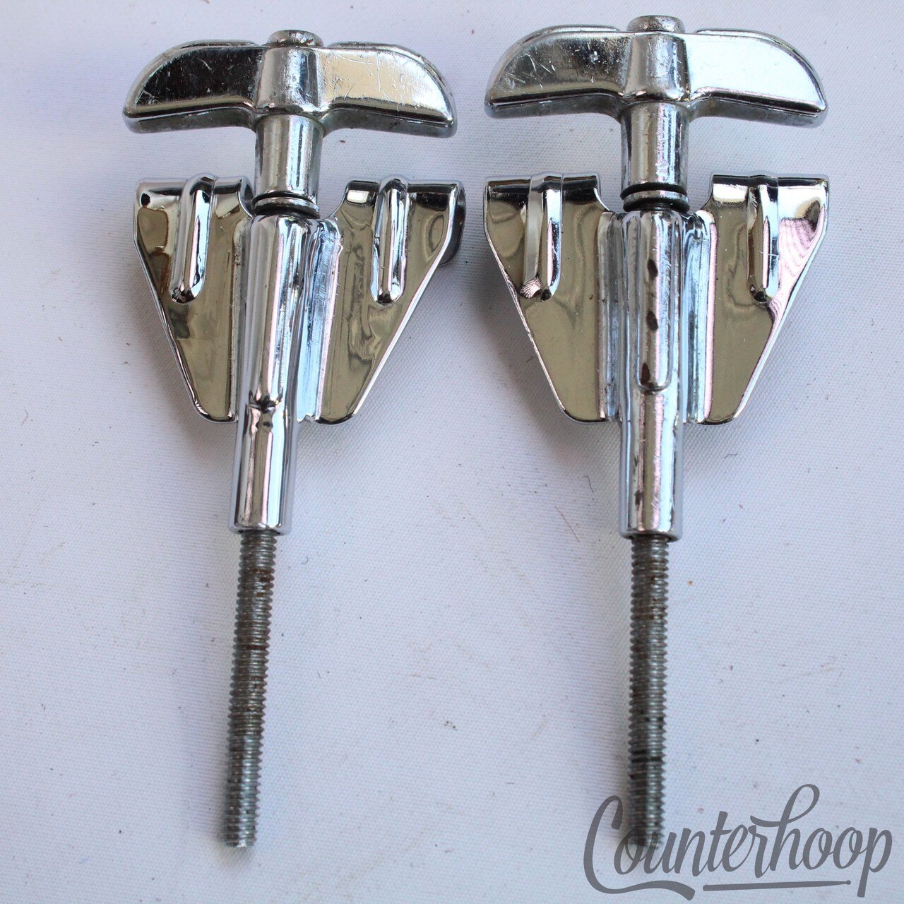 Rogers 2x Bass Drum Tension T-Rods+Claws Vintage 60s Powertone Chrome Tensioner — main photograph