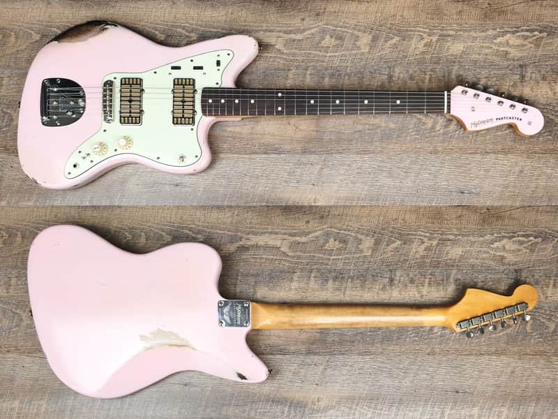 MyDream Partcaster Custom Built - Shell Pink over Sunburst Mojo JM Dual Foil image 1
