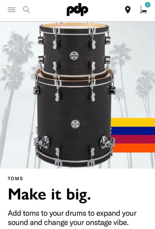 pdp by DW 2 tom add-on pack Satin ebony stain image 1