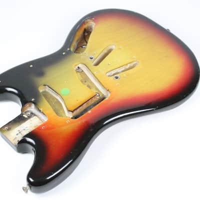 1977 Vintage Fender Mustang Ash BODY Factory Sunburst USA 1970s w/Original Neck Plate image 8
