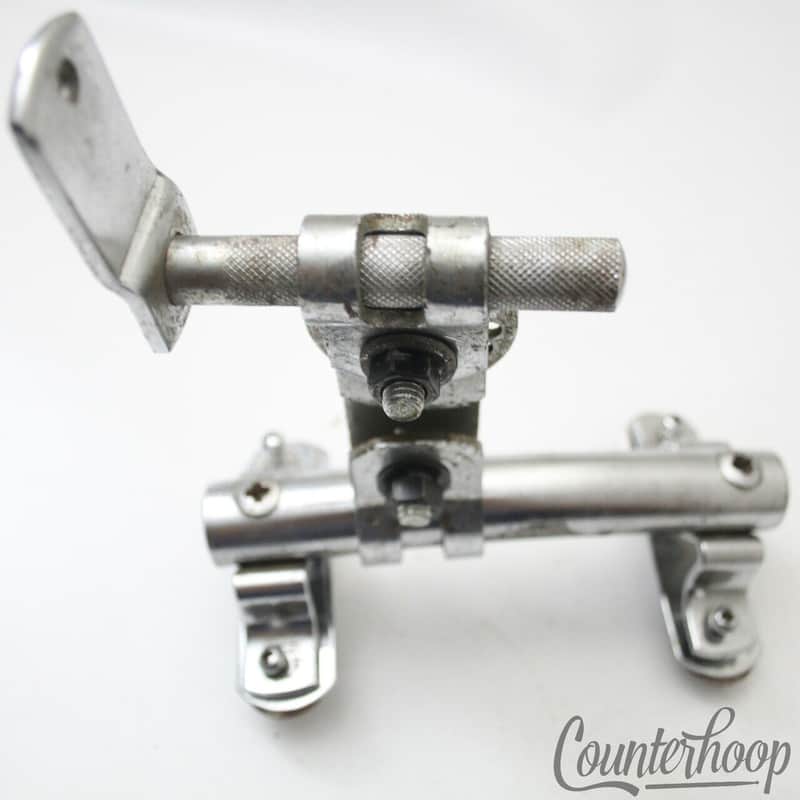Pearl Bass Drum Rail Tom Mount 4hole L-Arm Vintage 60s Chrome Japan 4.5"x2 7/16" image 1