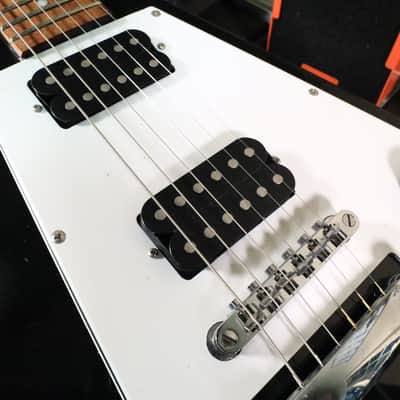 Flying V Style Electric Guitar in Black with White Pickguard image 19