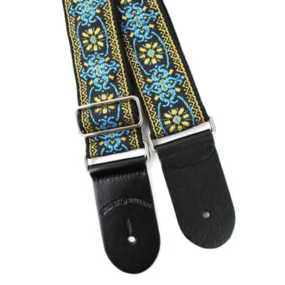 Walker And Williams H-01-MET Vintage Series Blue And Gold Mandala Woven Guitar Strap image 7