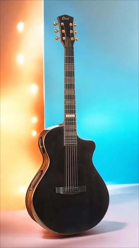 Cort Masterpiece Series Modern Black Acoustic-Electric Guitar - Stunning Trans Black Gloss Finish w/ Case image 1
