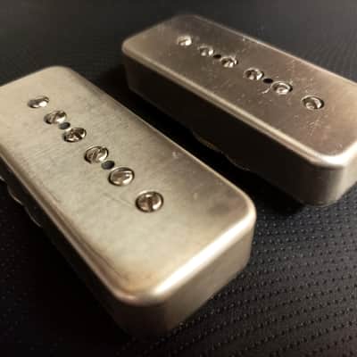 SOAP BAR P90 Pickups SET METAL Non-Plated Nickel Silver Cover Vintage  Gibson Epiphone Custom Shop Q image 1