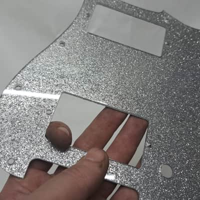 Platinum Silver Sparkle Glitter HXH HH pickguard + trem cover set Fits Fender Strat Stratocaster image 14