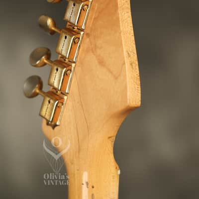 1960 Fender LEFT-HANDED Stratocaster factory assembled with '57 neck Custom Color BLACK with GOLD hardware!!! image 15