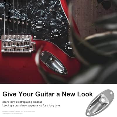Guitar Input Jack Socket Plate Output Loaded Boat Style 1/4 Inch with Screws for Fender Stratocaster Strat St Mono Electric Guitar for Electric Guitar Replacement Parts (Chrome) image 3