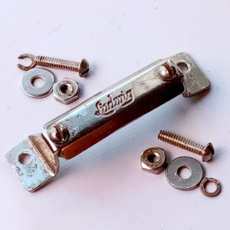 Ludwig Script Logo Butt Plate Supraphonic/Acrolite Snare Drum Chrome 60s USA P32 image 1