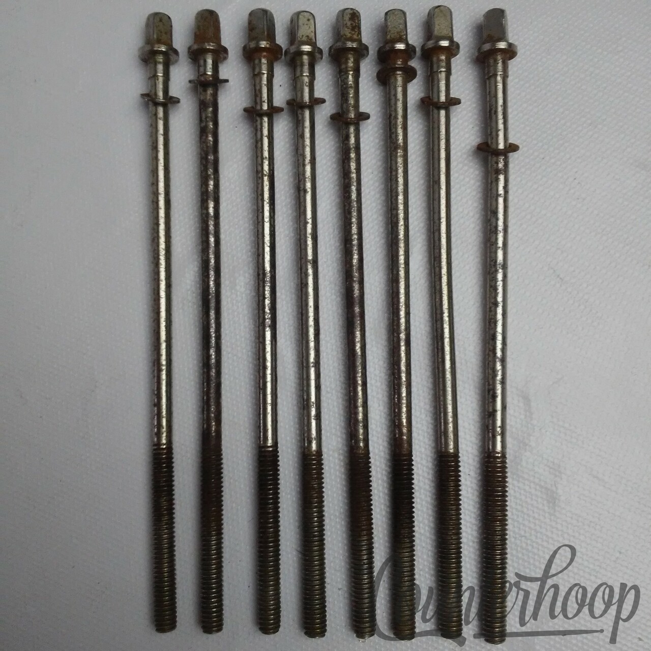 Ludwig 8x Tension T-Rods 5 1/4" Snare/Tom Drum Nickel Vintage 40 USA Hardware — main photograph