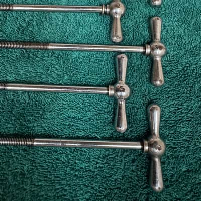 Leedy and Ludwig Lot of 8 “L” Bowtie Bass Drum Tension Rods 4.5” + Claws 50s - Nickel image 9