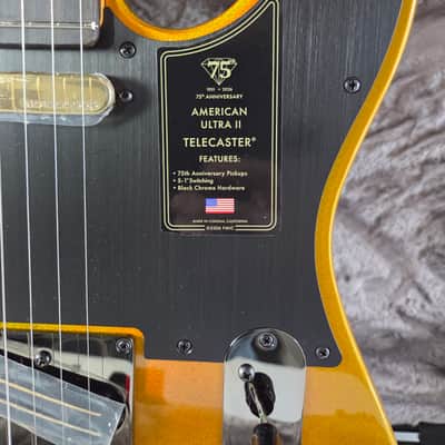 Fender 75th Anniversary American Ultra II Telecaster Liquid Gold W/Case image 2
