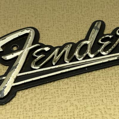 Fender Amp 1963 Original Vintage Logo Plate Badge Emblem Early Paint Version image 1