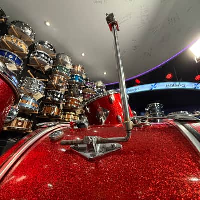 Vintage 60's Gretsch Round Badge 3-Piece 13/16/20 Drum Kit Set in Red Sparkle with Cases (Rm4) image 9