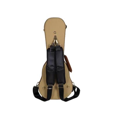 Crossrock Master Series Soprano Ukulele Case for 21'' Long Neck | Classic Fabric Tweed Exterior, Re-Engineered Shell, Backpack Straps & Leather Handle, Deep Red Velvet Interior image 4