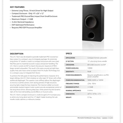(2) Pro Audio Technology LFC-10SM 2012 - Black. (2) DMA-1508 DSP Pro Audio Technology Subwoofer Amplifiers image 2