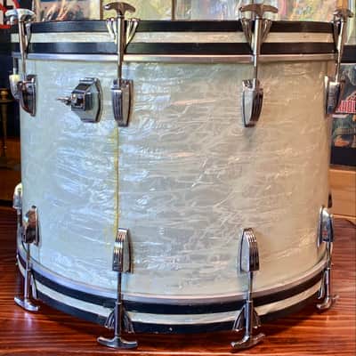 Ludwig White Marine Pearl 1960's -4 Piece Drum Set  W/ Jazz Festival SD image 22
