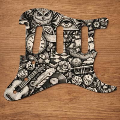 Stratocaster SSS 11 Hole Pickguard USA/Mexico UV Printed Graphics image 1