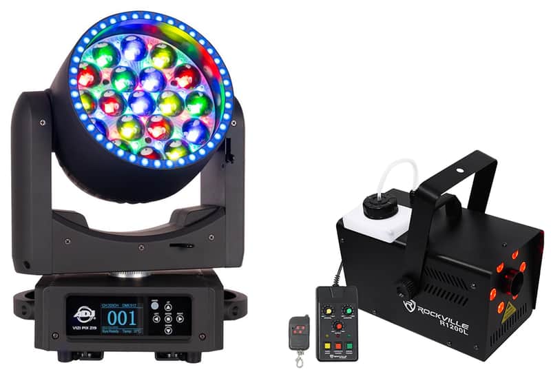American DJ Vizi Pix Z19 RGBL LED Moving Head Light+Fog/Smoke Machine w/ LED's image 1