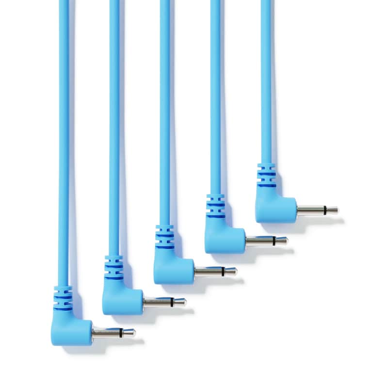 ExcelValley [Blue | 15 cm - 5.91"] 5-Pack - Right Angle Mono Modular Patch Cables image 1