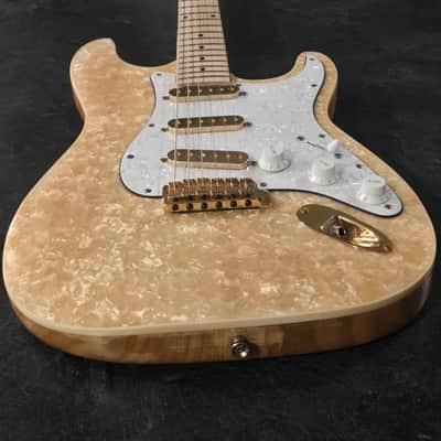 Custom Stratocaster Style Electric Guitar Moto- Pearloid Top And Gold Hardware image 3