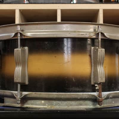 1960 Ludwig 5x14 Transition Badge Jazz Festival Snare Drum in Black and Gold Duco image 4